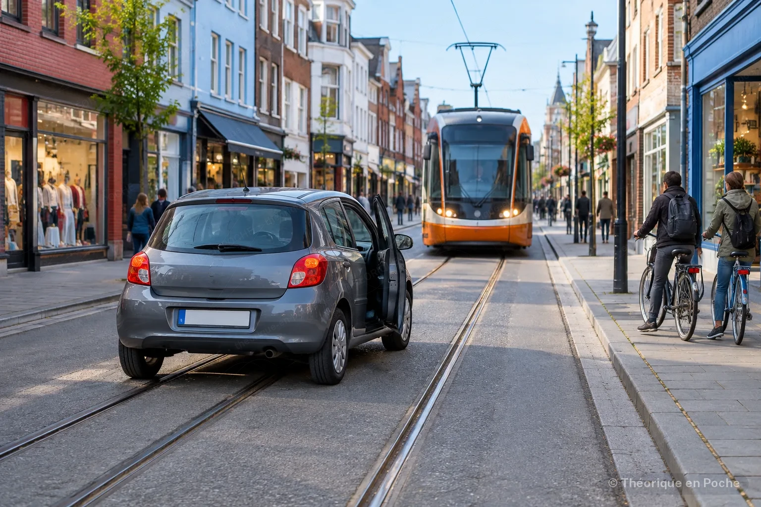 De nuit, une voiture immobilisée sur les rails bloque un tram
